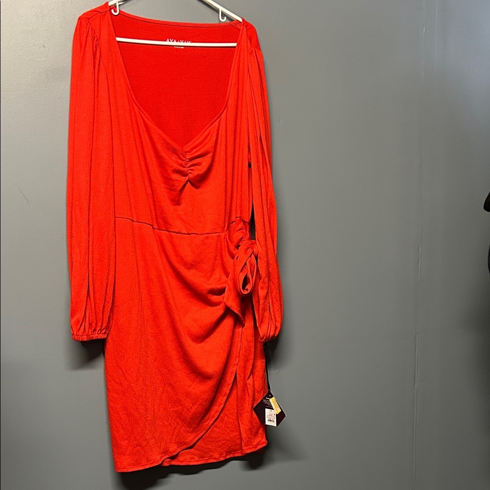 Ava & Viv Vibrant Red Long Sleeve Dress